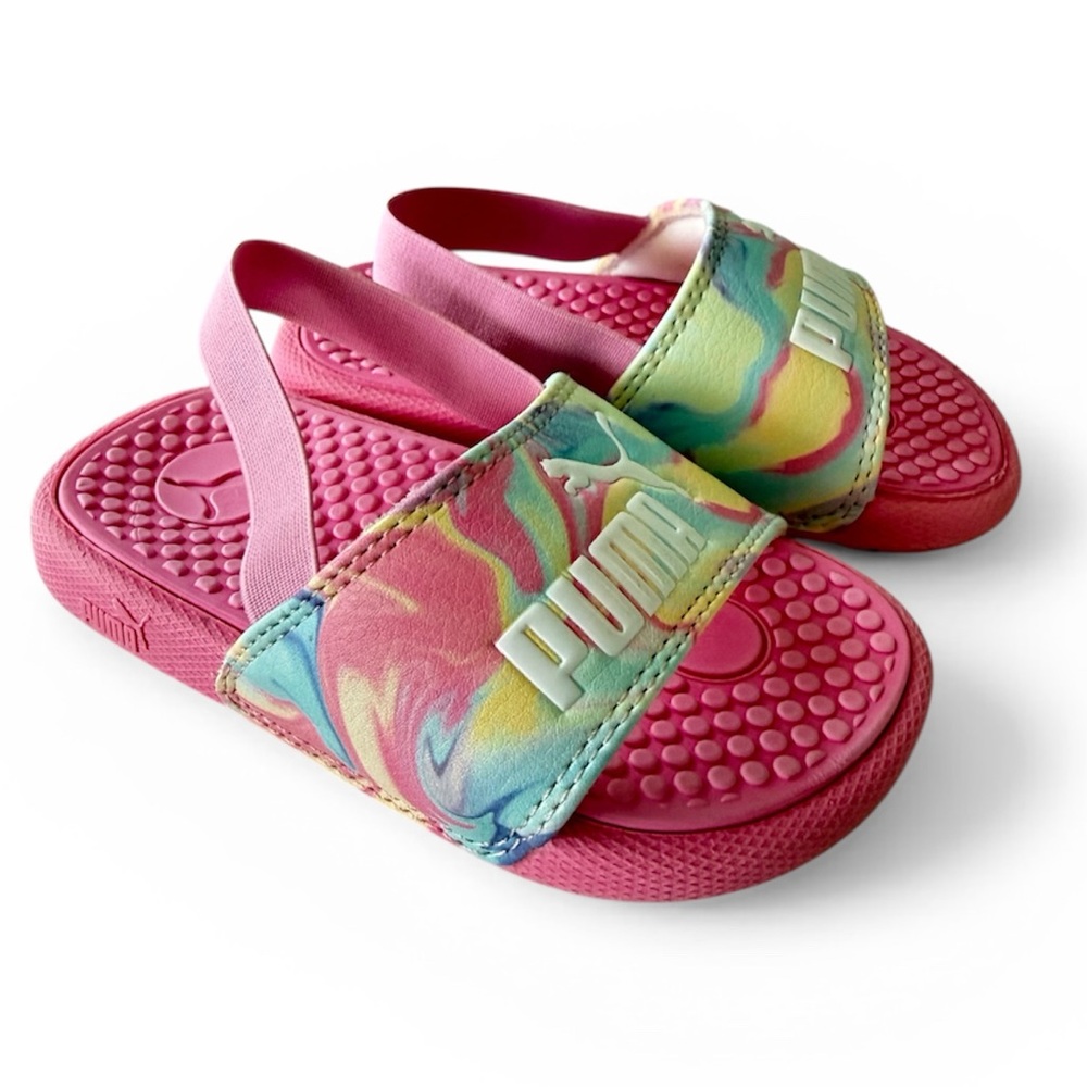 PUMA Baby Toddler Girls Pink and Multicolor Sandals Size 6